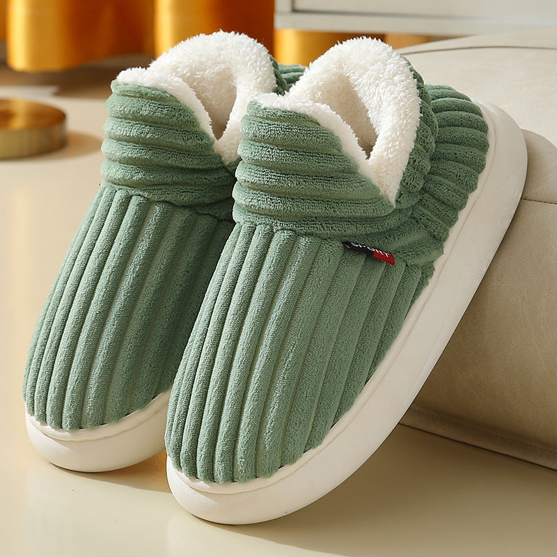 Winter Plush Striped House Slippers, Indoor and Outdoor
