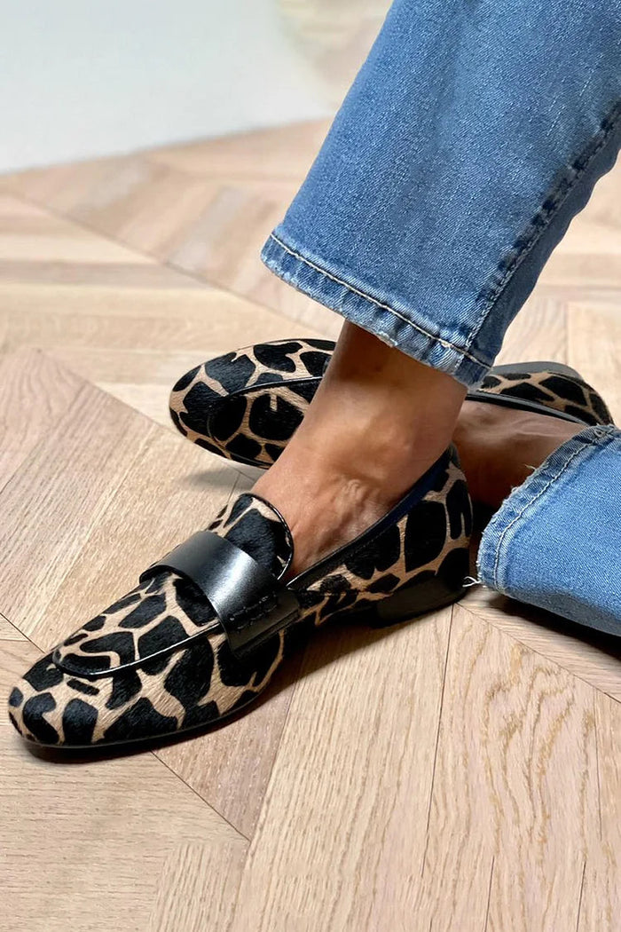 Women's Leopard Print Loafer with Black Detailing