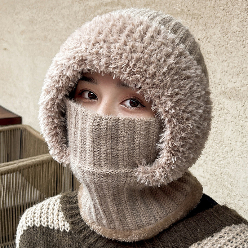 Knit Hooded Scarf, 2-in-1 Hat and Neck Warmer