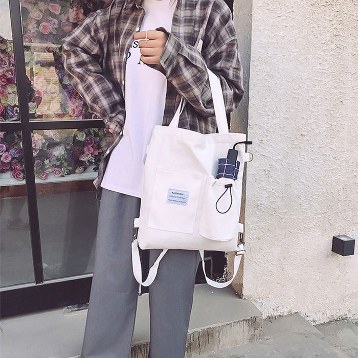 Madison | Canvas Tote Bag with 3 Ways to Carry and Bottle Pocket