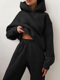 Woman in a matching hoodie sweatsuit