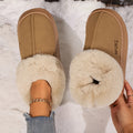 Plush Platform Slippers with Faux Fur Lining, Non-Slip Soles