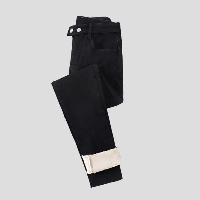 Women's High-Waist Skinny Jeans with Fleece Lining