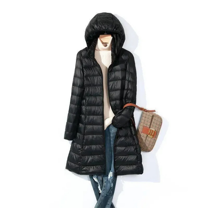 Women's Hooded Quilted Puffer Coat Long Down Jacket
