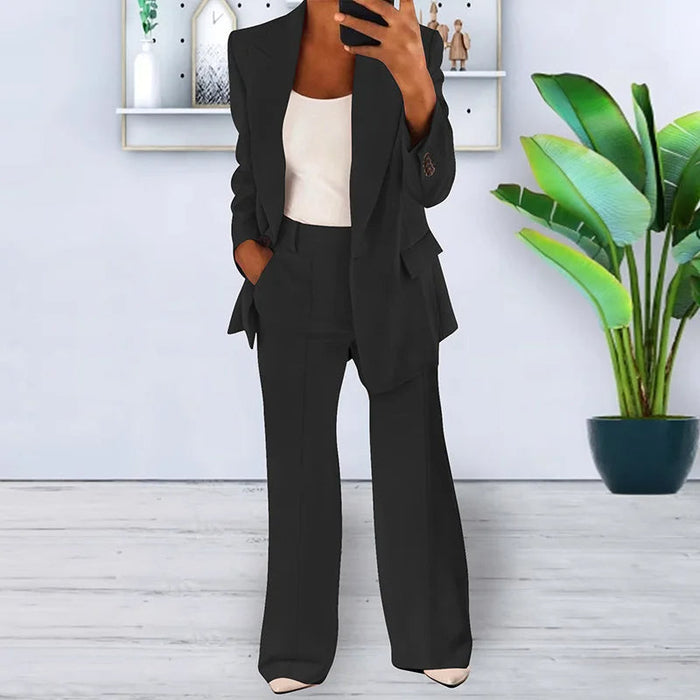 Women's Wide-Leg Pantsuit Set with Tailored Blazer