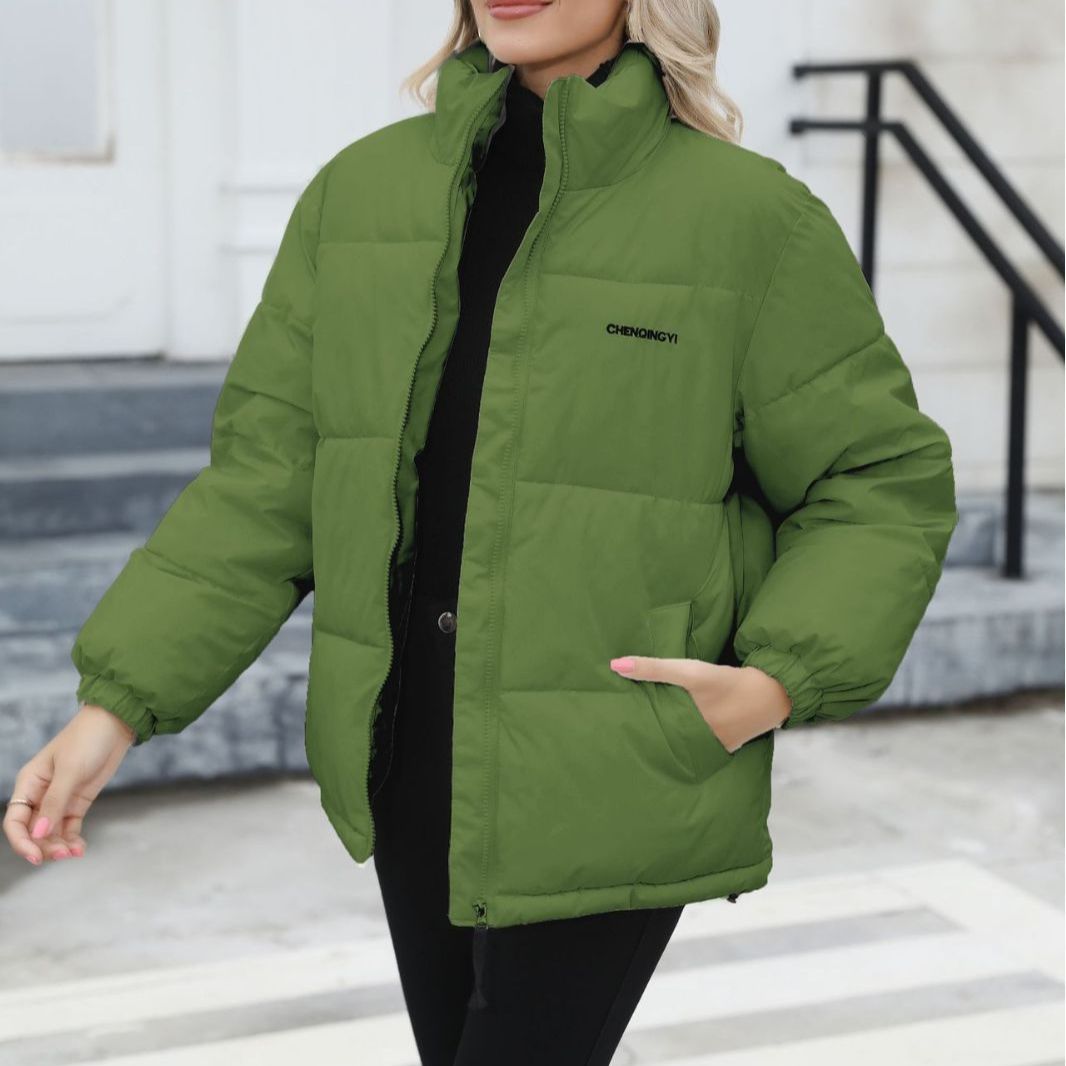 Windproof Padded Winter Coat for Women, Warm Loose Jacket