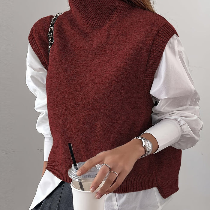 Women's High-Neck Sweater Vest Sleeveless for Layering
