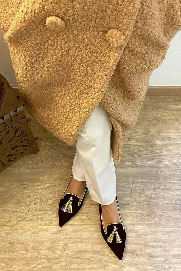 Women's Pointed Toe Loafers with Tassel Detail