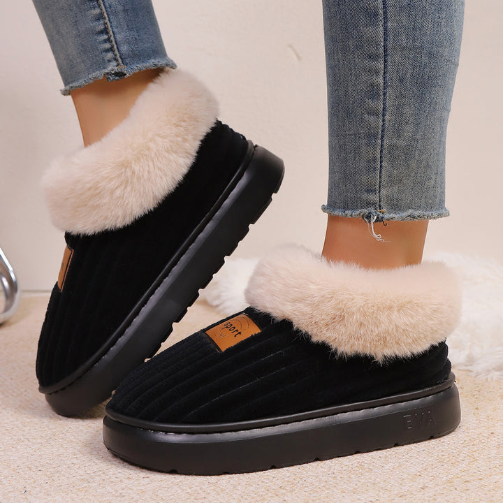 Fuzzy Slippers for Women, Thick EVA Sole Indoor Slippers