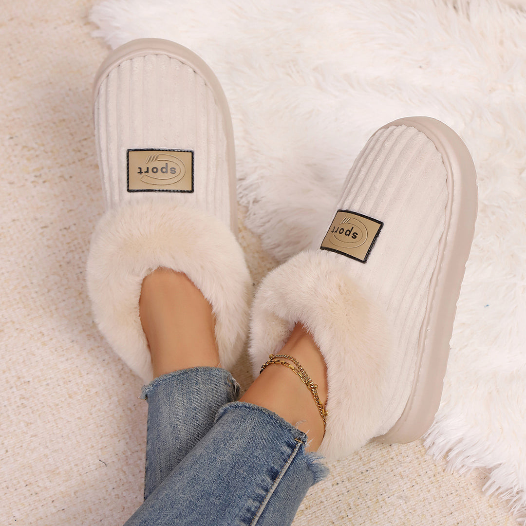 Fuzzy Slippers for Women, Thick EVA Sole Indoor Slippers