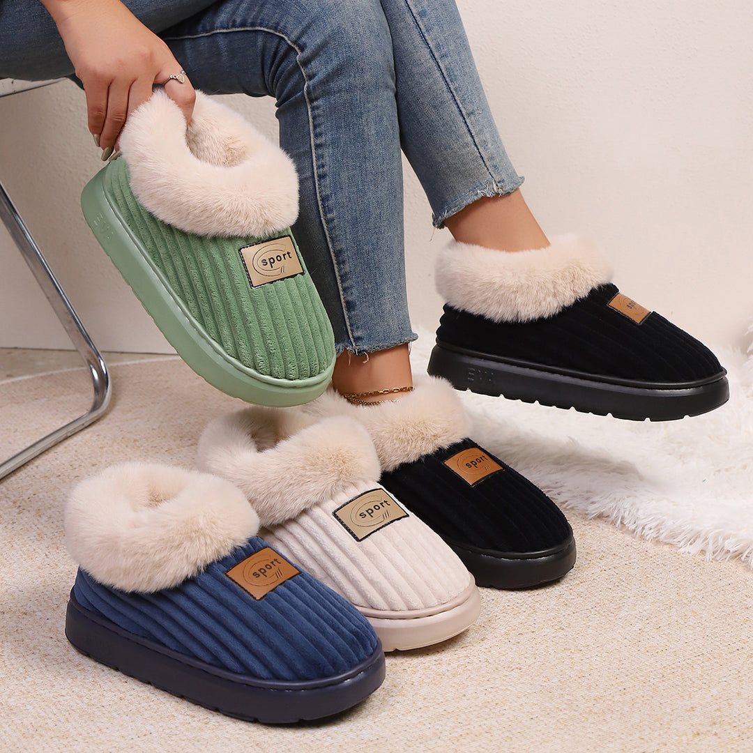 Fuzzy Slippers for Women, Thick EVA Sole Indoor Slippers