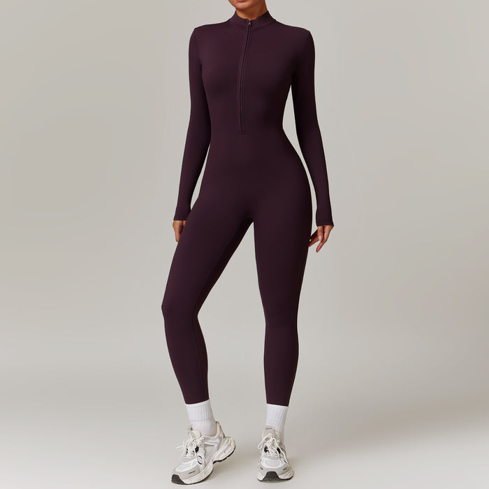 Harper | Zip-Front Fleece-Lined Yoga Jumpsuit