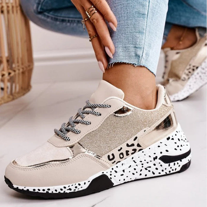 Women's Platform Sneakers with Glitter and Speckled Sole