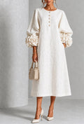 Floral Puff Sleeve A-Line Dress, French Style Party Dress