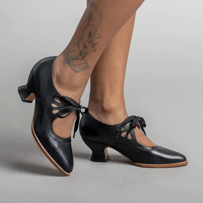 Women's Mary Jane Heels with Ribbon Bow Detail