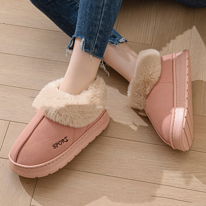 Plush Platform Slippers with Faux Fur Lining, Non-Slip Soles