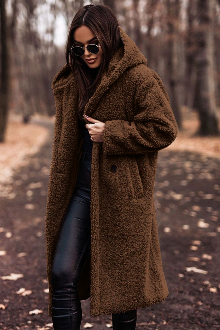 Harper | Extra Long Hooded Teddy Coat in Soft Plush