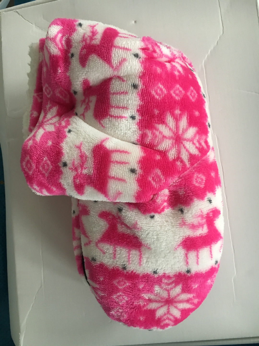Christmas Elk Floor Sock Slippers in Coral Fleece