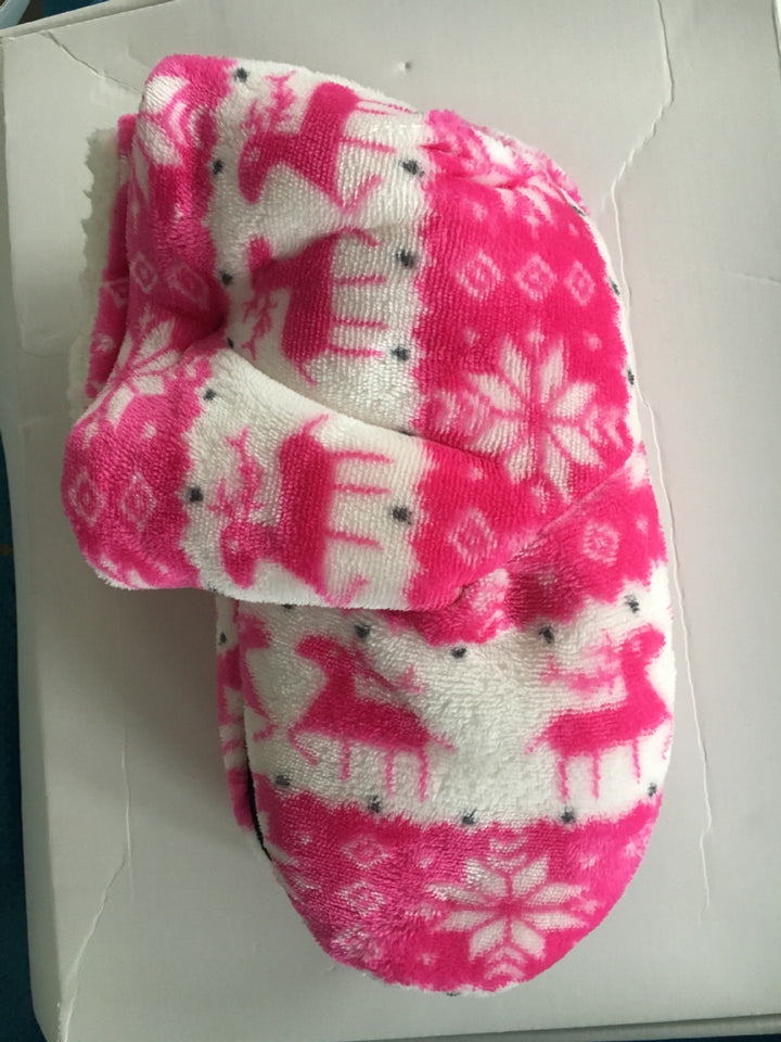 Christmas Elk Floor Sock Slippers in Coral Fleece