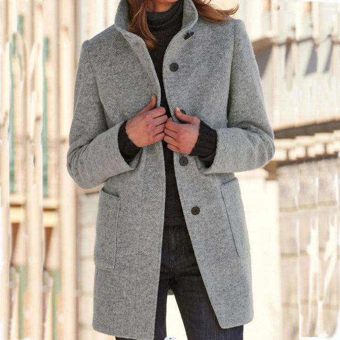 Taylor | Stand Collar Button Coat with Side Pockets