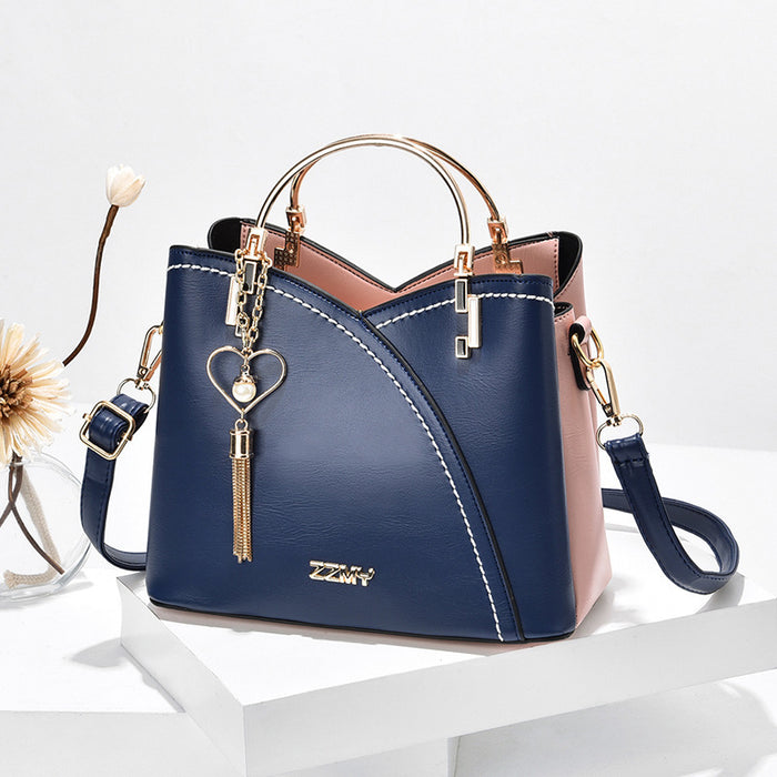 Savannah | Color Block Handbag with Heart Tassel and Crossbody Strap
