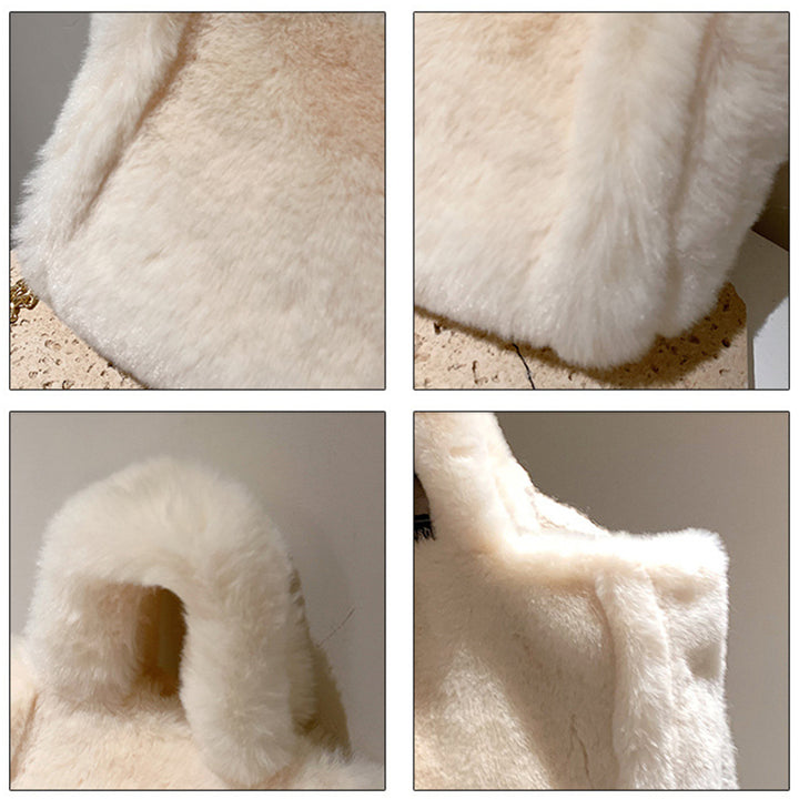 Fluffy plush tote bag with chain strap