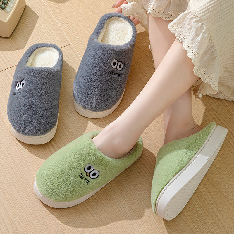 Cute Big-Eye Cartoon Slippers for Couples, Warm and Non-Slip