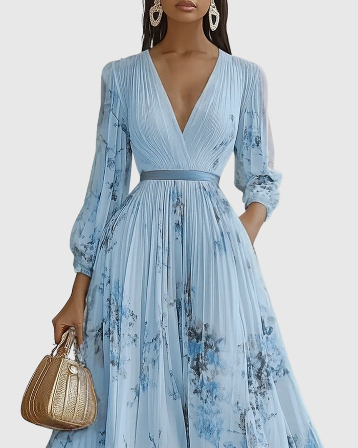 Women's Maxi Dress with V-Neck for Wedding Guest
