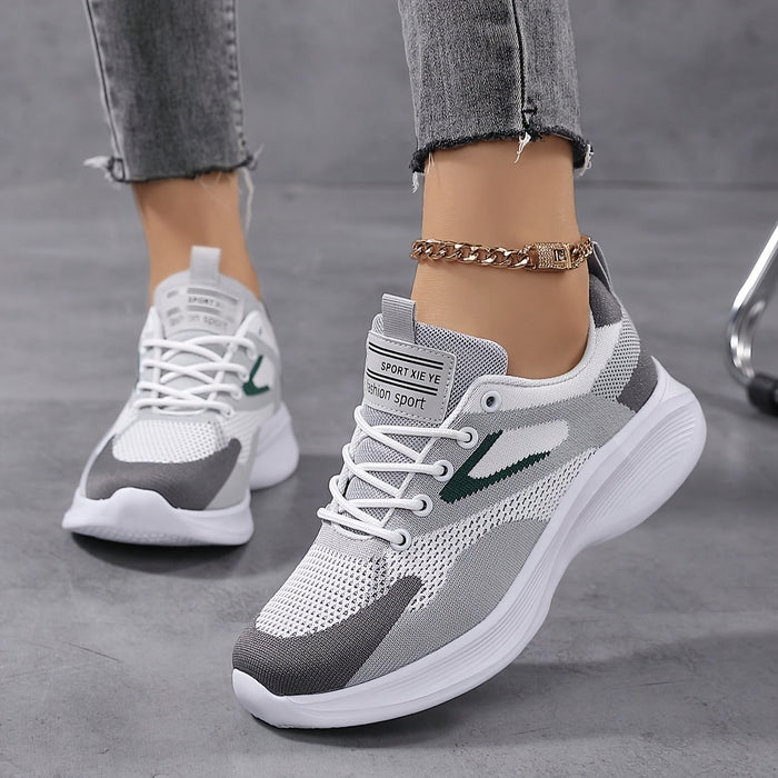Women's Mesh Lace-Up Sneakers with Cushioned Sole