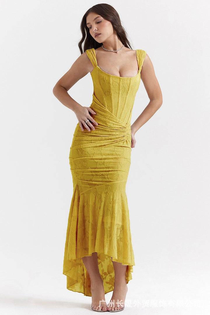 Woman in an off-shoulder mermaid gown