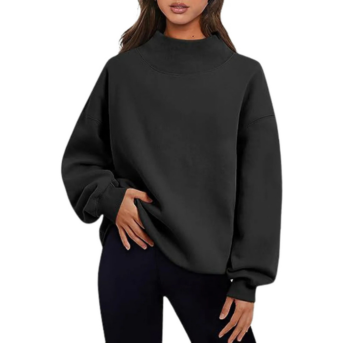Women's Mock Neck Sweatshirt Oversized Long Sleeve