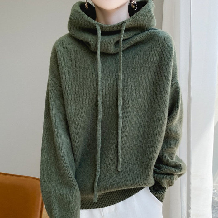 Ella | Oversized Hooded Knit Sweater with Drawstrings