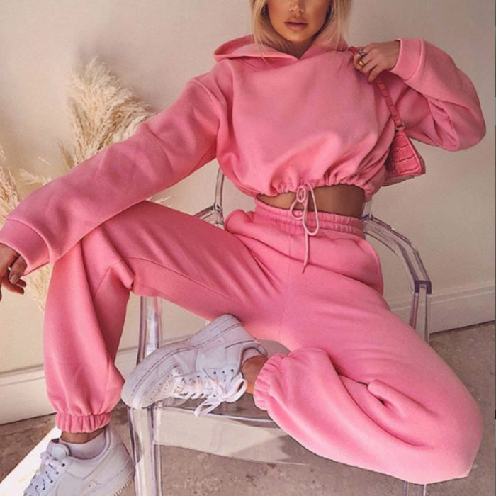 Peyton | Fleece Tracksuit with Cropped Hoodie and Joggers