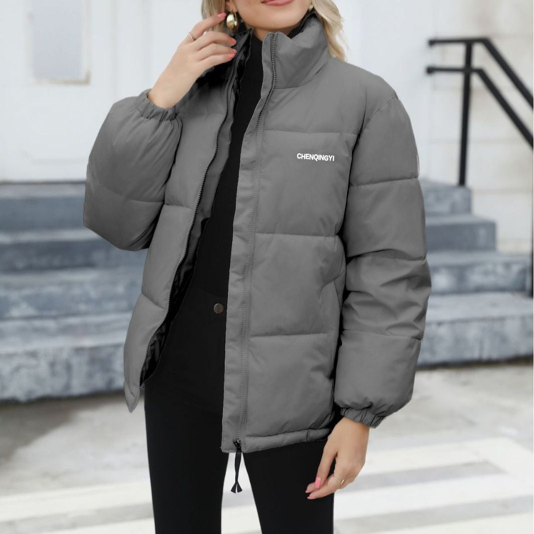 Windproof Padded Winter Coat for Women, Warm Loose Jacket