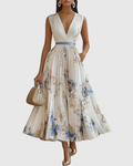 Women's Maxi Dress with V-Neck for Wedding Guest