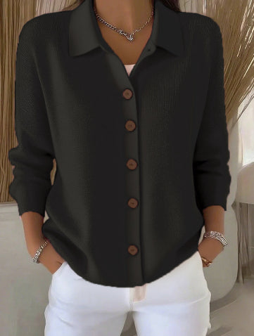 Natalie | Women's Collared Knit Cardigan with Button Front