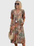 Women's Midi Dress with V-Neck for Everyday Wear