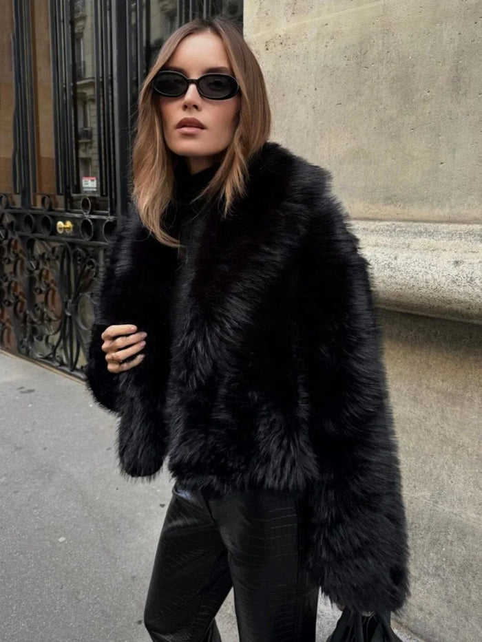 Women's Oversized Faux Fur Jacket Open Front