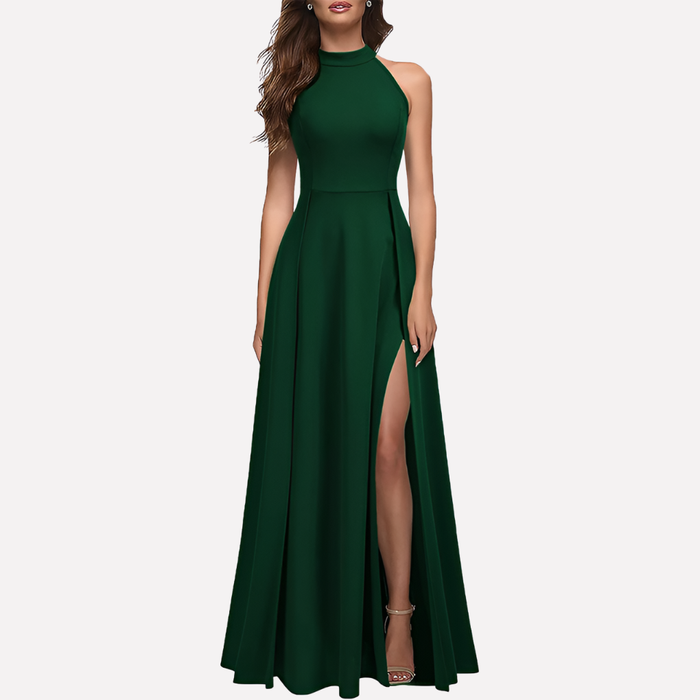 Women's Halter Neck Maxi Dress with Side Slit