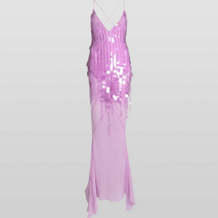 Women's Sequin Mini Dress Cross-Back Tie Straps