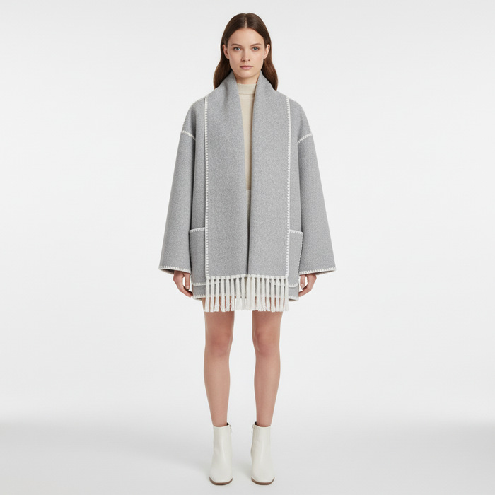 Women's Hooded Coat with Contrast Trim Detail