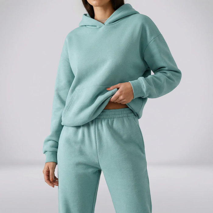 Women's Hooded Loungewear Set with Elastic Waist