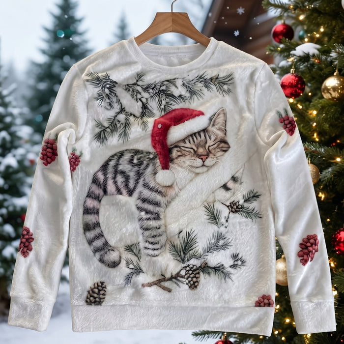 Luna - Charming flannel sweater for women with Christmas print