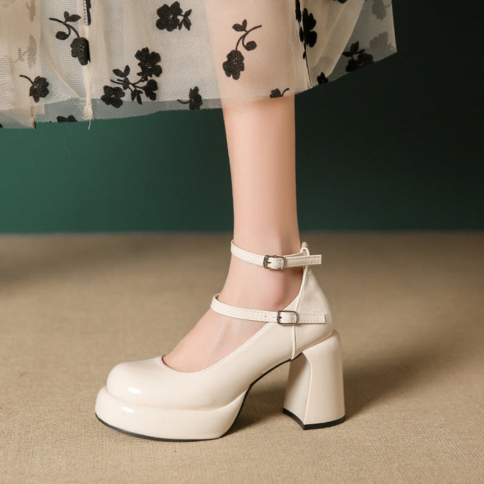 Women's Platform Mary Jane Pumps with Adjustable Ankle Strap