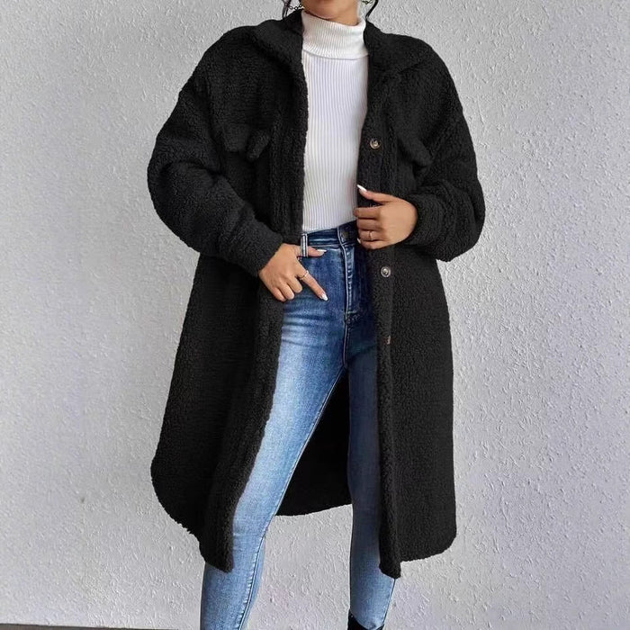 Women's Teddy Coat Collared Button-Front Oversized