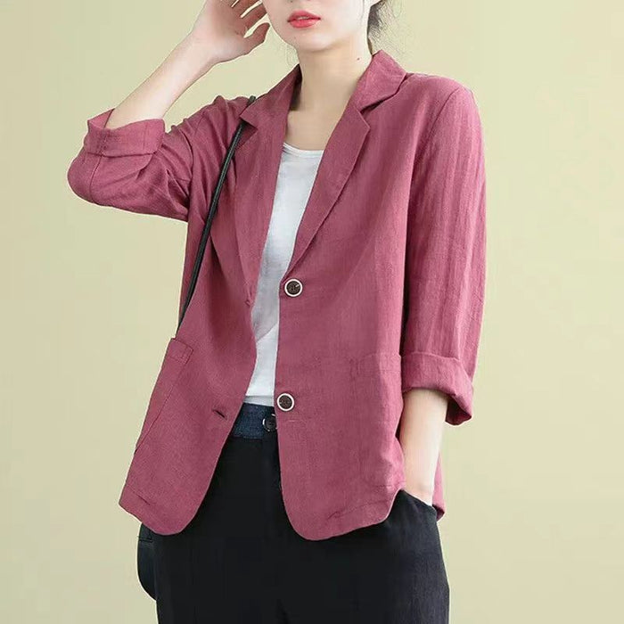 Women's Two-Button Blazer with Notch Lapel and Patch Pockets