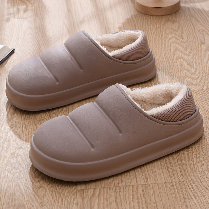 Women's Fleece-Lined Platform Slippers Slip-On