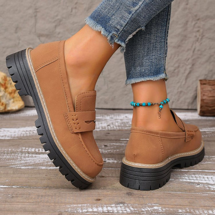 Women's Lug-Sole Platform Loafers Slip-On