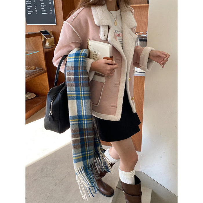 Women's Oversized Sherpa-Lined Jacket with Button Front
