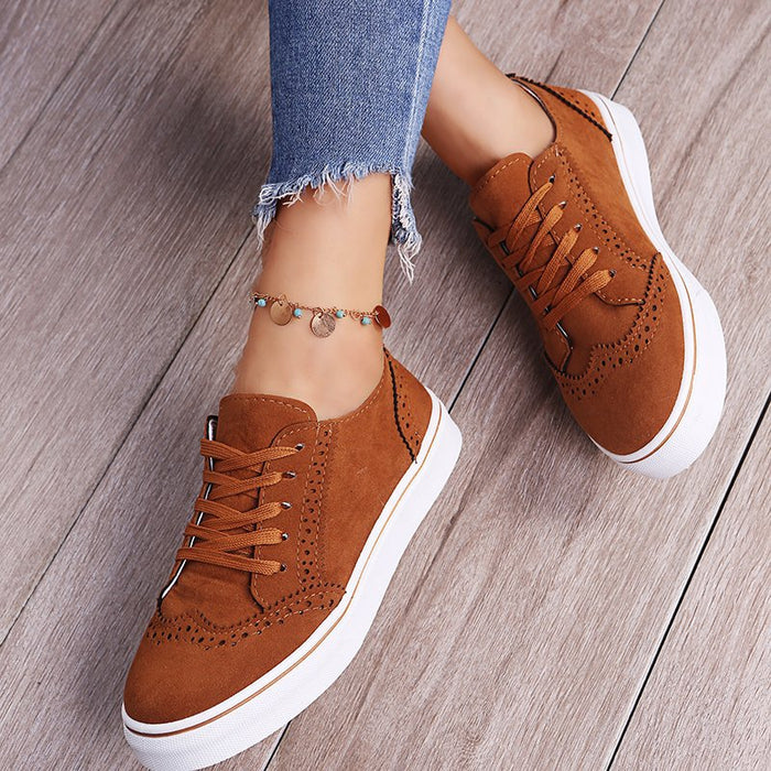 Women's Brogue Platform Sneakers with Lace-Up